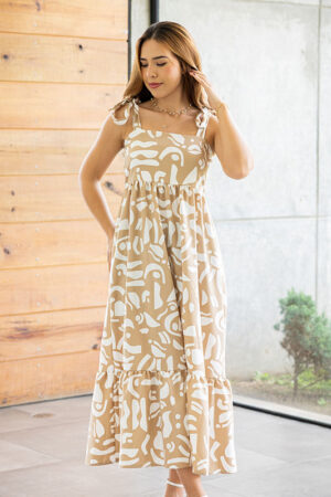 Vestido Marcelina Maxi Beige Flo