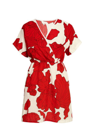 Vestido Eva Beige/Rojo Flo
