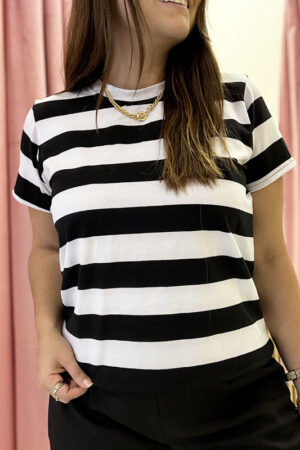 Blusa Adriana Rayas Bl/Negro