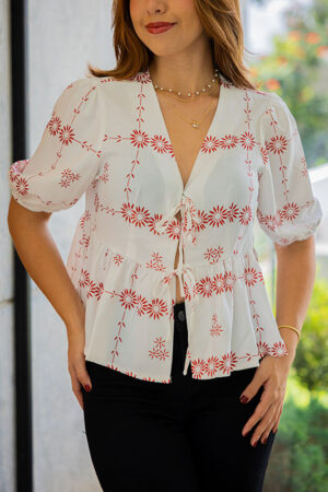Blusa Victoria Bl/Rojo