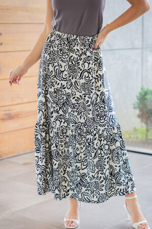 Falda Eva Bl/Negro Flores