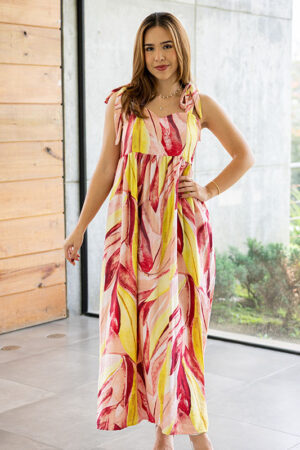 Vestido Maxi Daphne Rosa/Amarillo