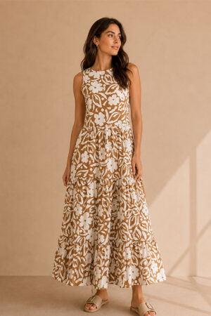 Vestido Ruth Maxi Beige Floral