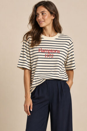 T-shirt Hamptons Crema/Negro